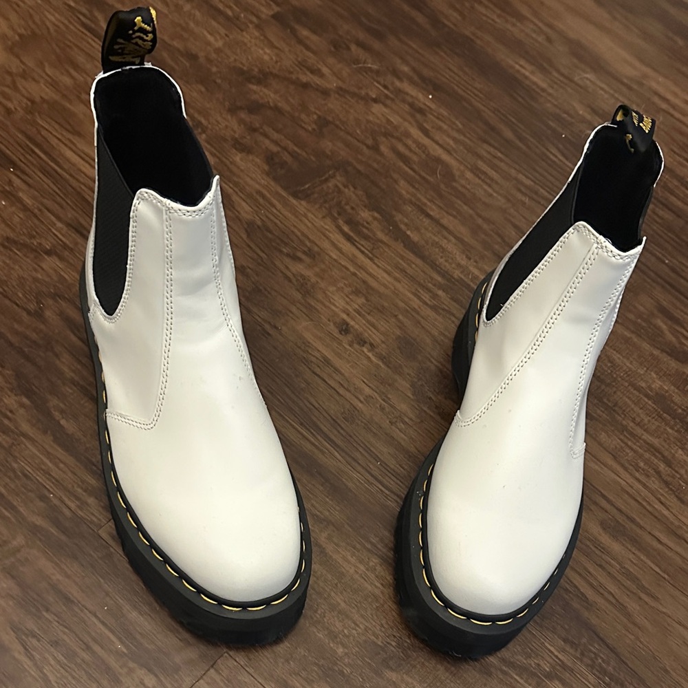 Dr. Martens White Ankle Boots with Black Accents - Picture 2 of 4